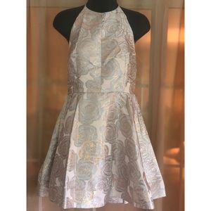 NWT Gold rose embroidered fit n flare short dress